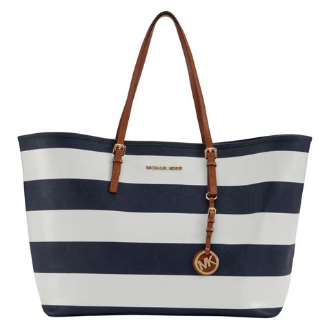 michael kors jet set mini.tote navyand white